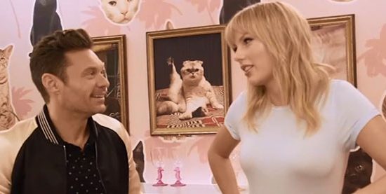 Taylor talks to Ryan Seacrest backstage at Wango Tango