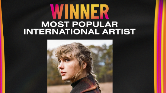 Taylor wins Most Popular International Artist at the 2021 ARIA Awards